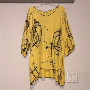 Monika Astara Yellow Asymmetrical Tunic Top SZ PLUS EUC